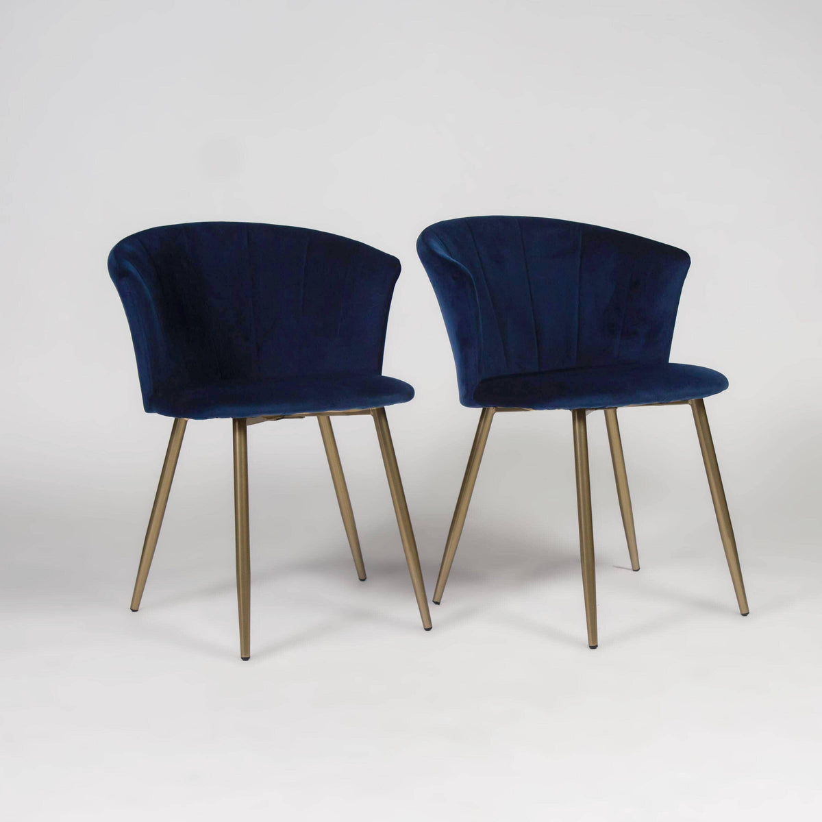 OUTLET - Cleo Blue Dining Chairs - Set of 2 - Gold Legs