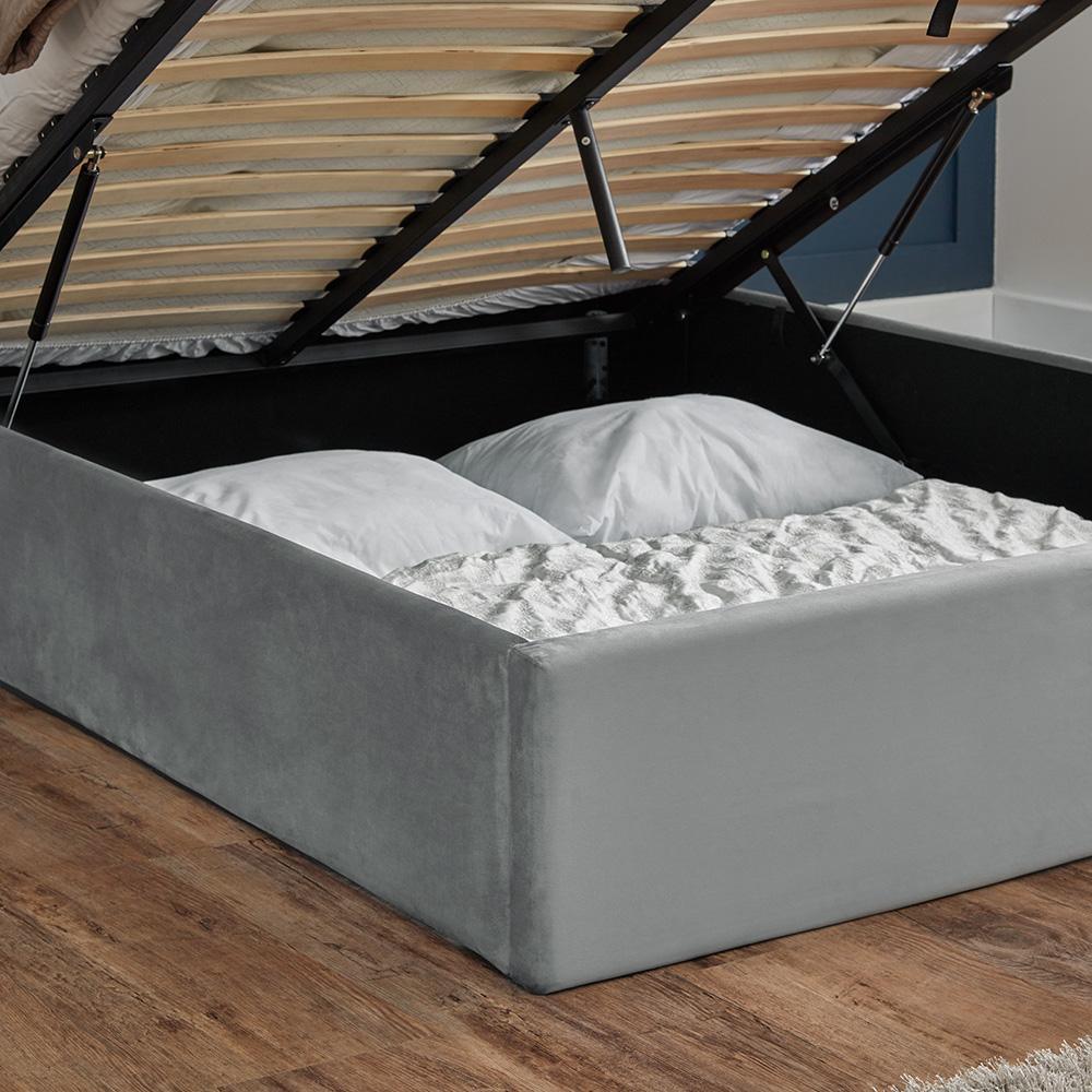 Outlet - Daisy Double Ottoman Bed - Grey Velvet