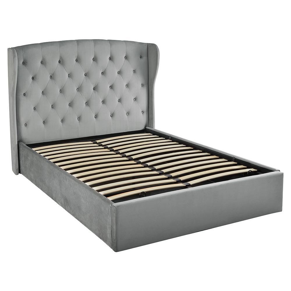 Outlet - Daisy Double Ottoman Bed - Grey Velvet