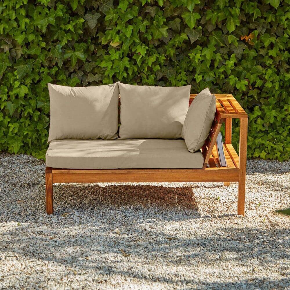 OUTLET - Dakota Wooden Garden Corner Sofa Set - Sand Cushions