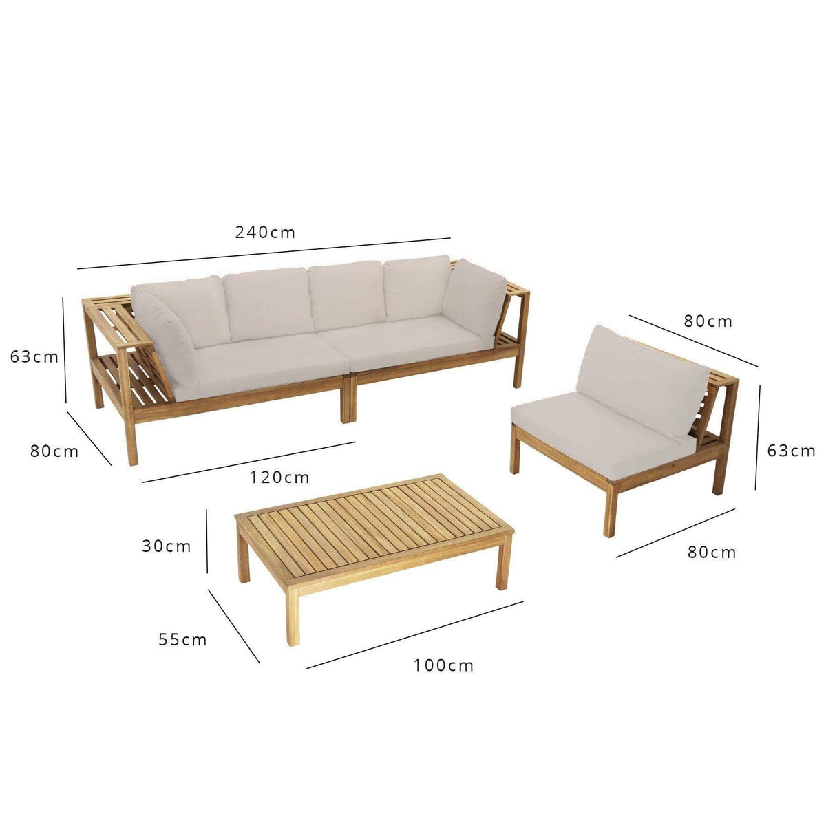 OUTLET - Dakota Wooden Garden Corner Sofa Set - Sand Cushions