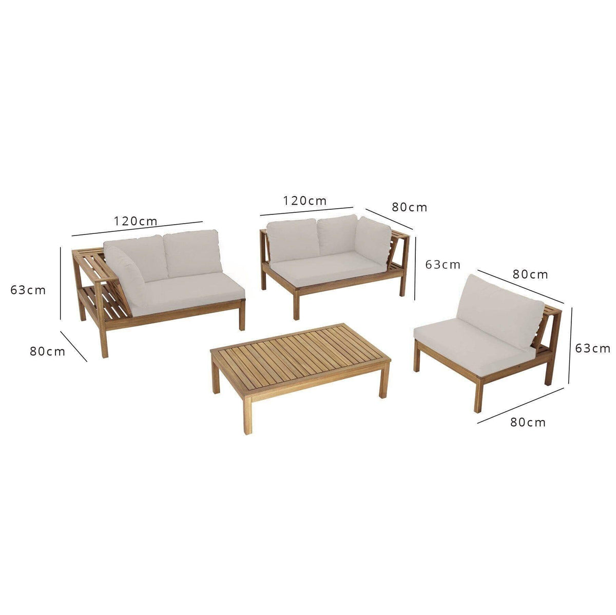 OUTLET - Dakota Wooden Garden Corner Sofa Set - Sand Cushions
