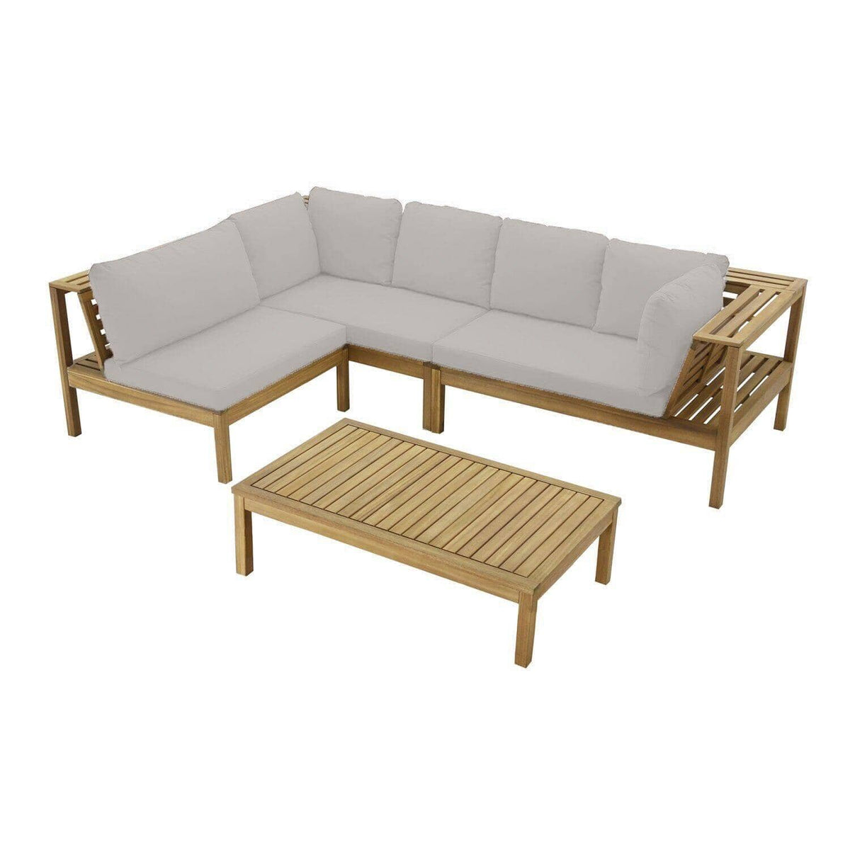 OUTLET - Dakota Wooden Garden Corner Sofa Set - Sand Cushions