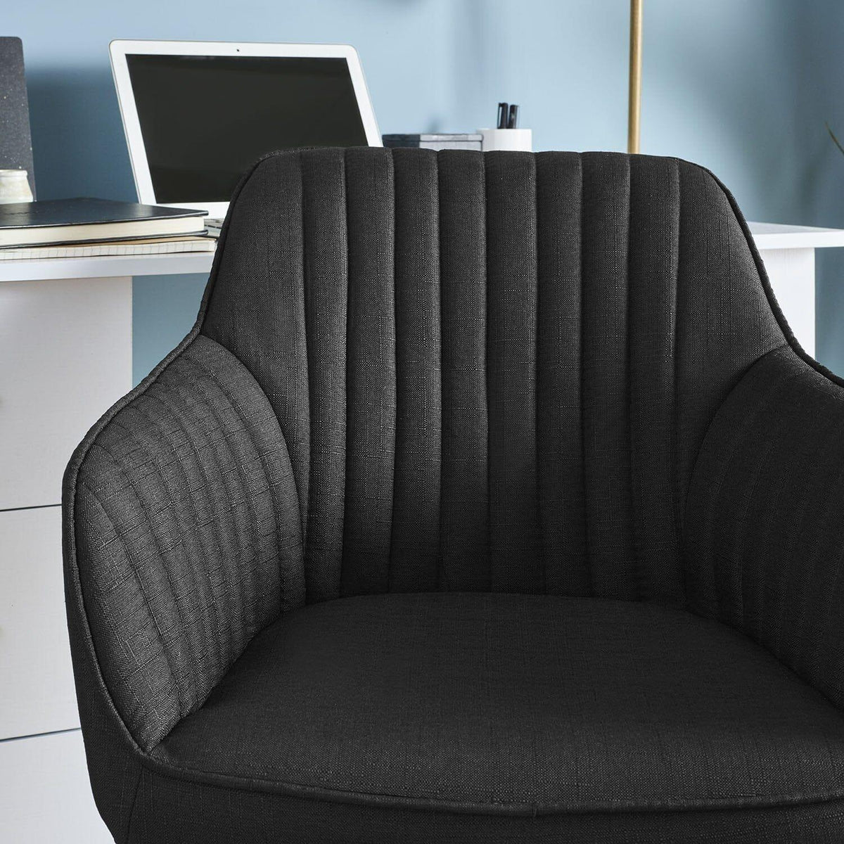 OUTLET - Darcy Black Swivel Chair - Chrome Legs