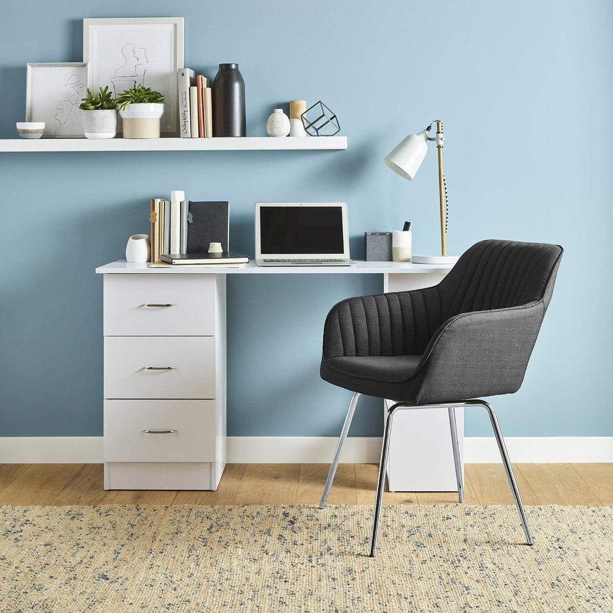 OUTLET - Darcy Black Swivel Chair - Chrome Legs