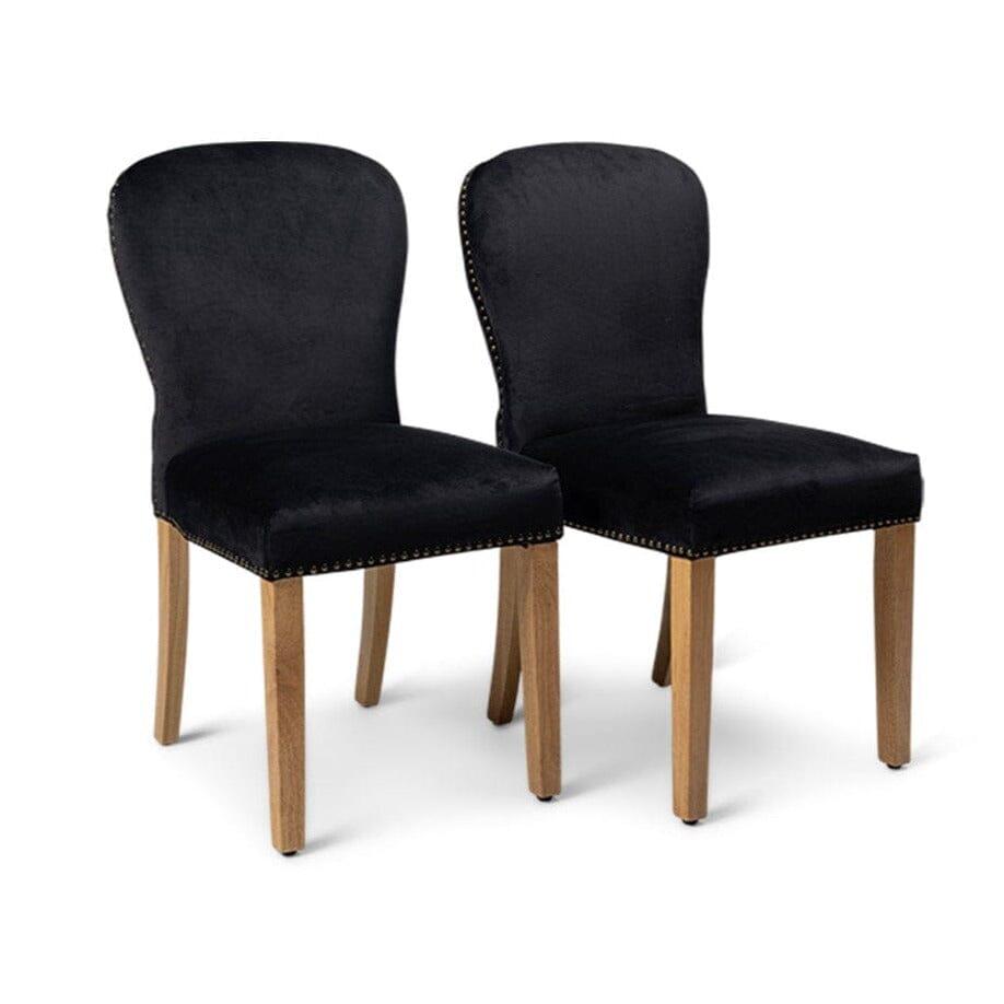OUTLET - Edward Black Dining Chairs - Set of 2 - Light Wood Legs
