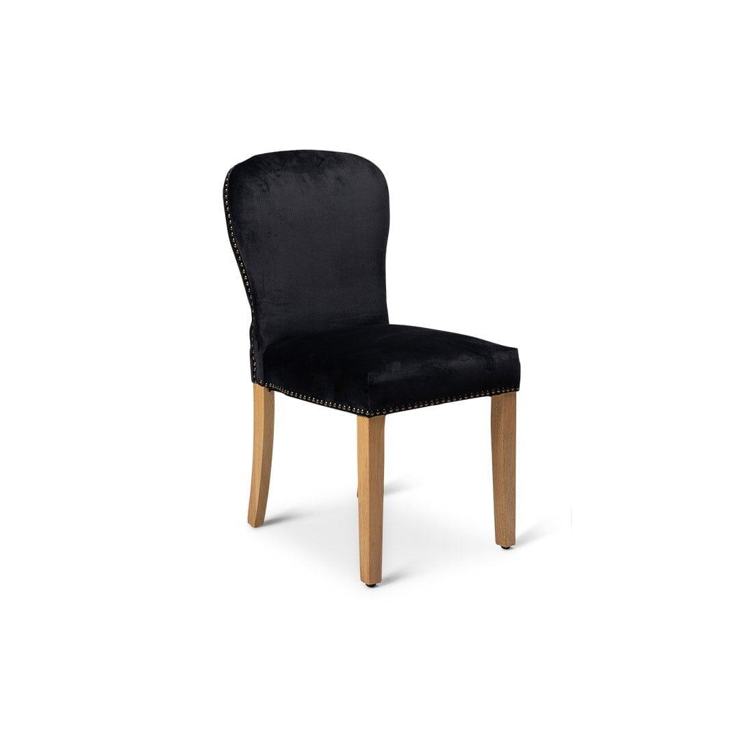 OUTLET - Edward Black Dining Chairs - Set of 2 - Light Wood Legs