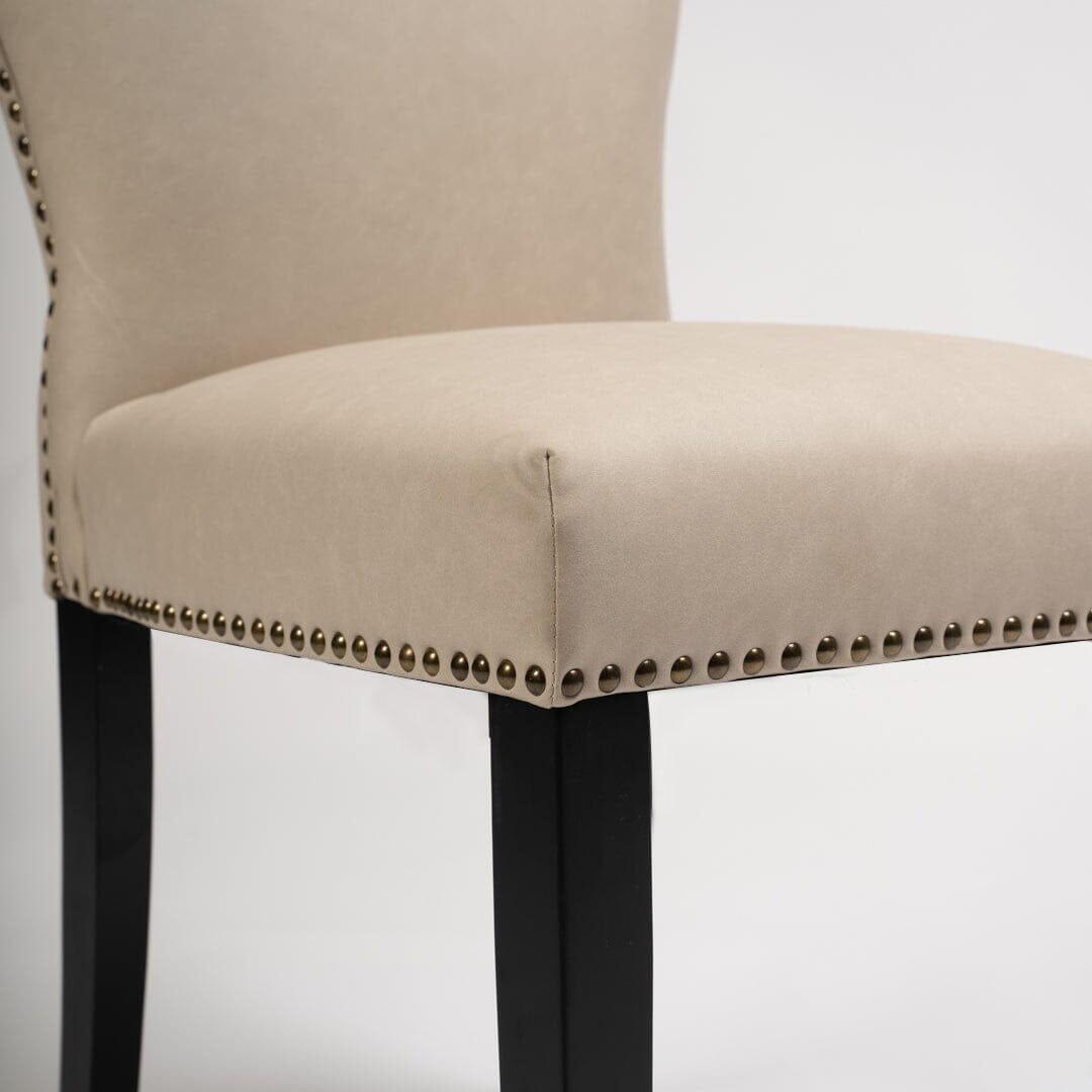 OUTLET - Edward Stone Faux Leather Dining Chairs - Set of 2 - Black Oak Legs