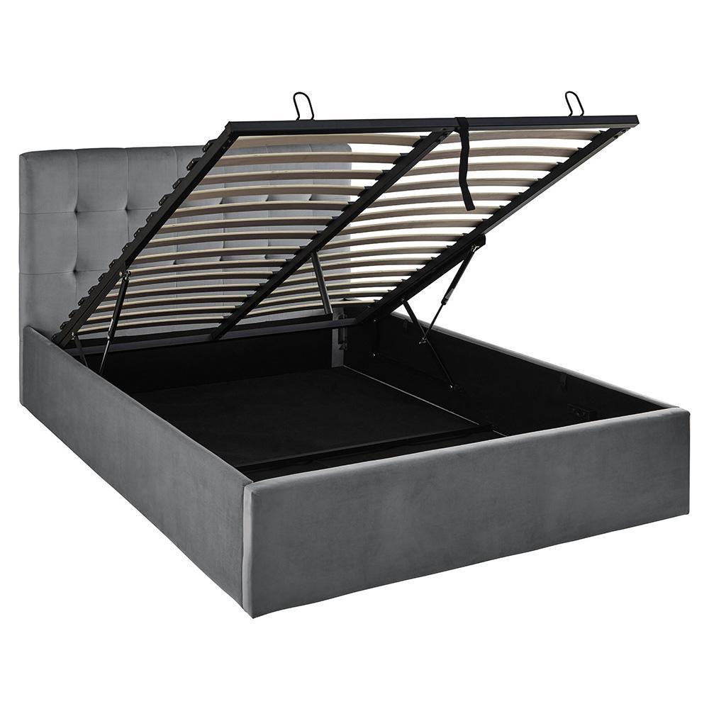 Outlet - Elle Double Ottoman Bed - Grey Velvet