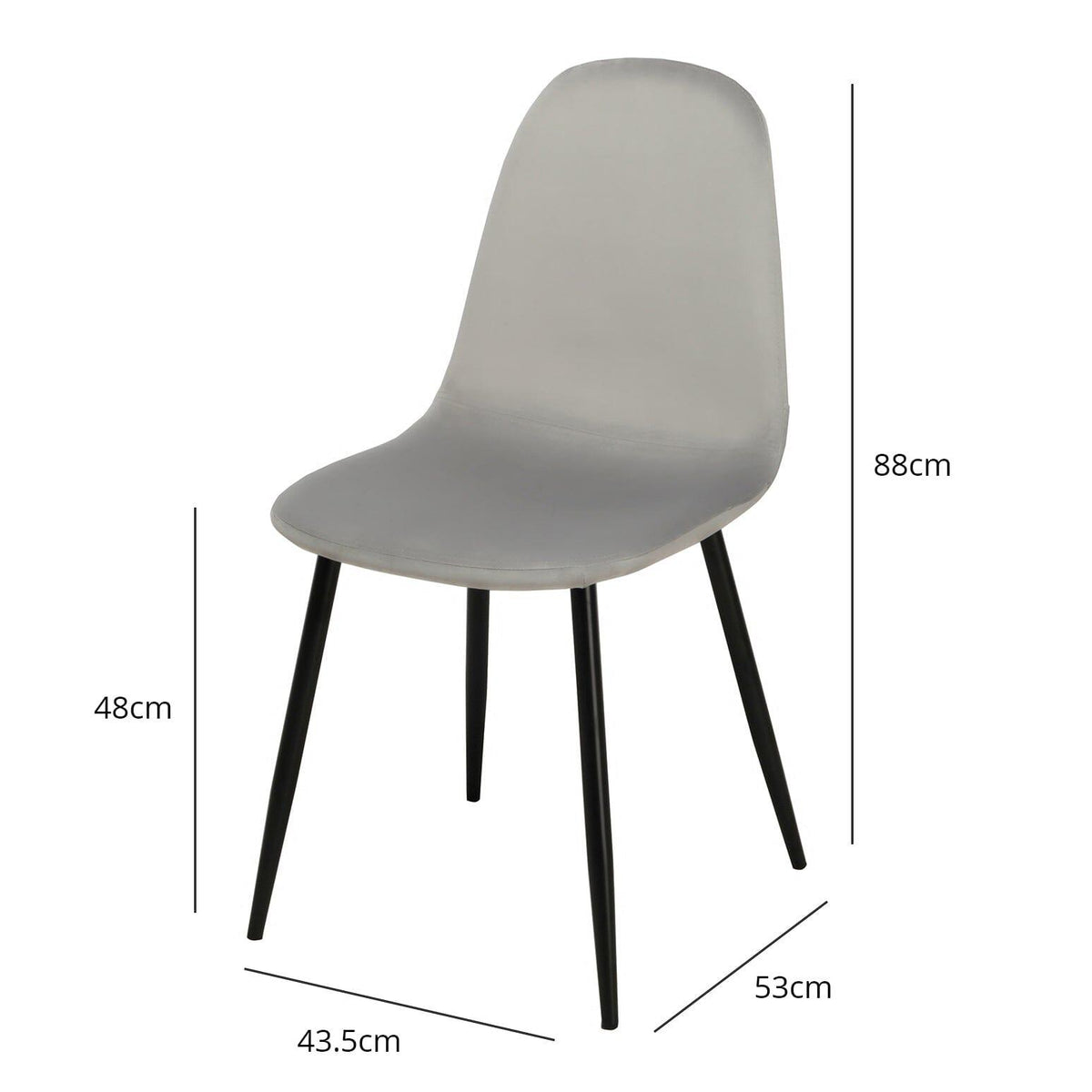 OUTLET - Ellis Grey Dining Chairs - Set of 2 - Black Legs