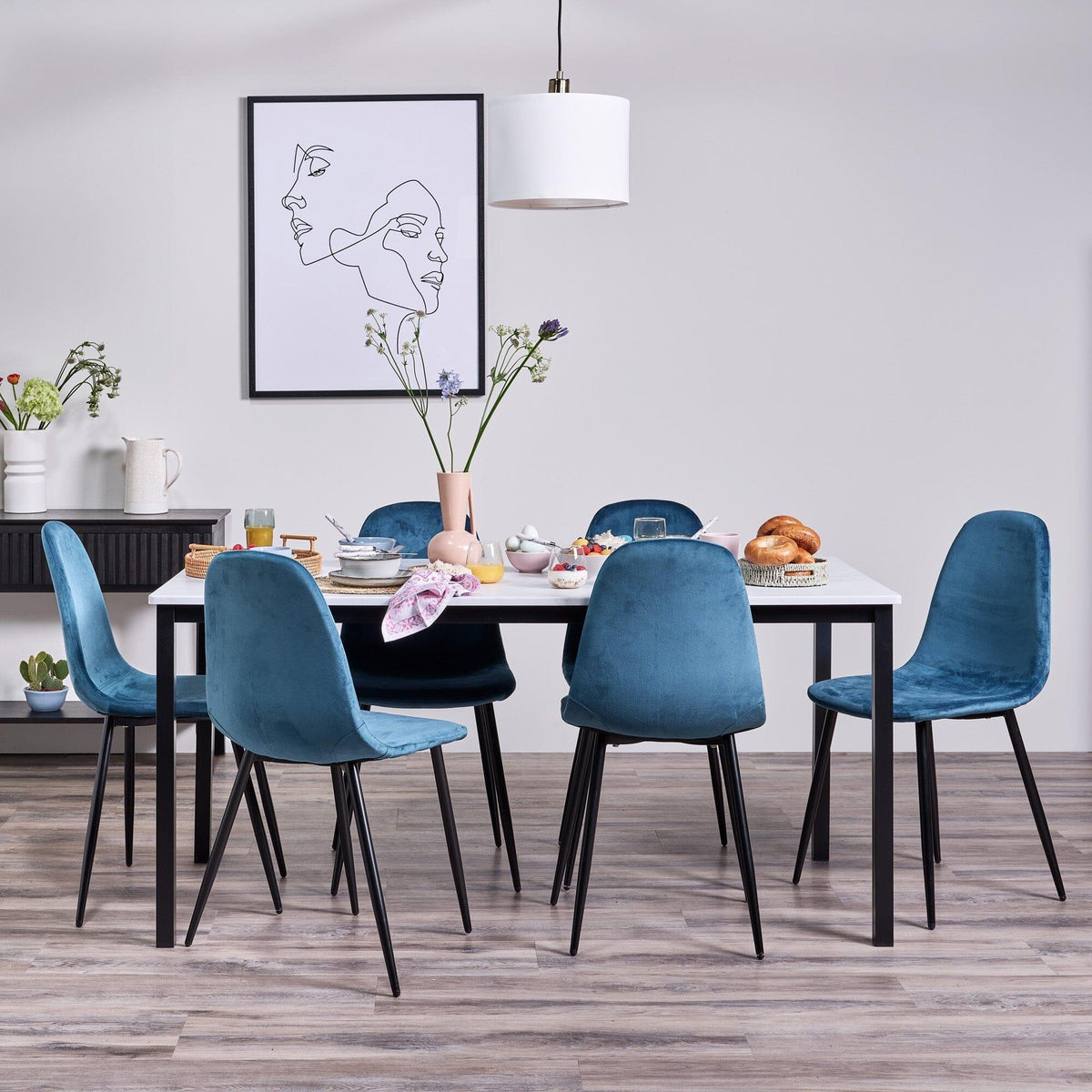 Outlet - Ellis Dining Chairs - Set of 2 - Teal & Black