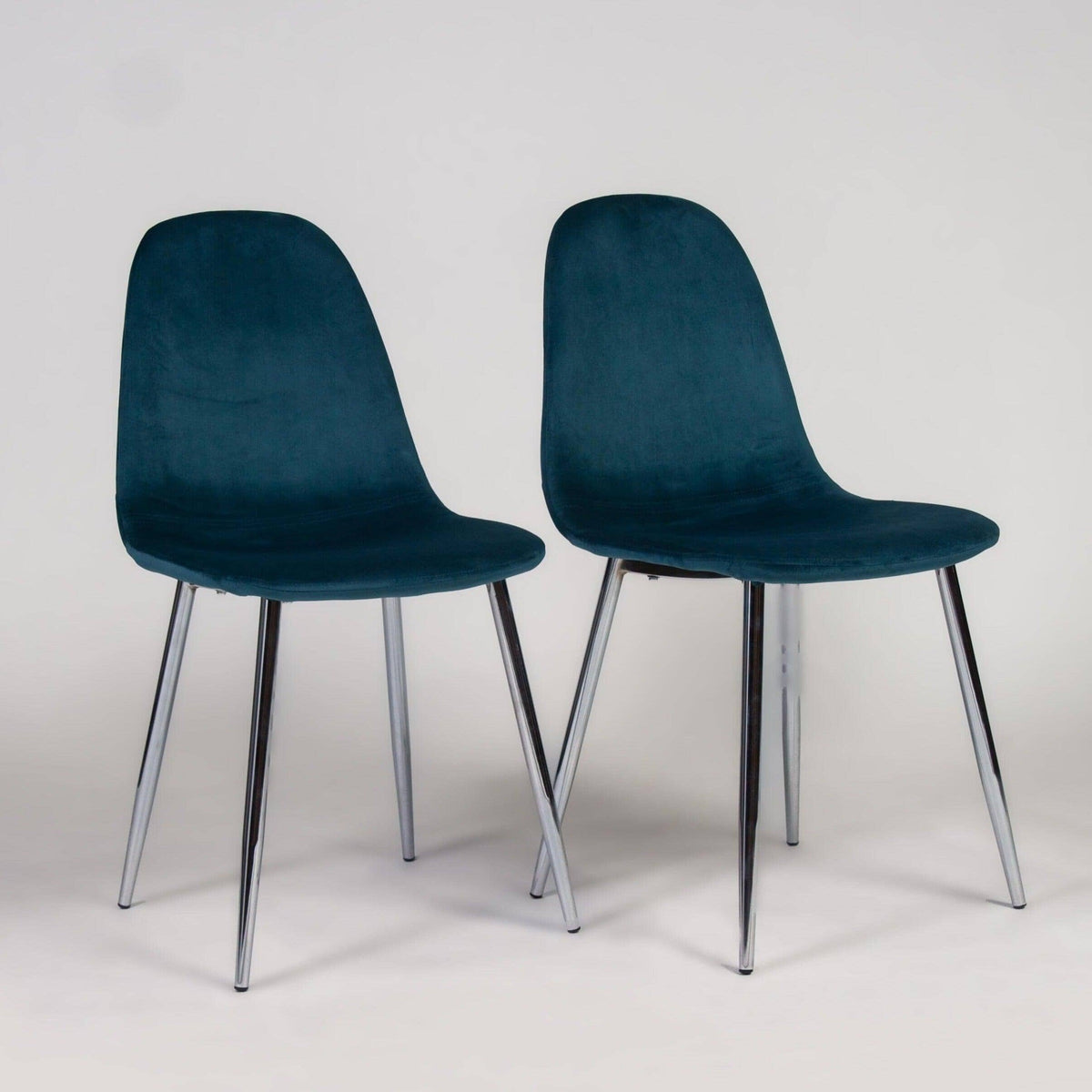 OUTLET - Ellis Teal Dining Chairs - Set of 2 - Chrome Legs
