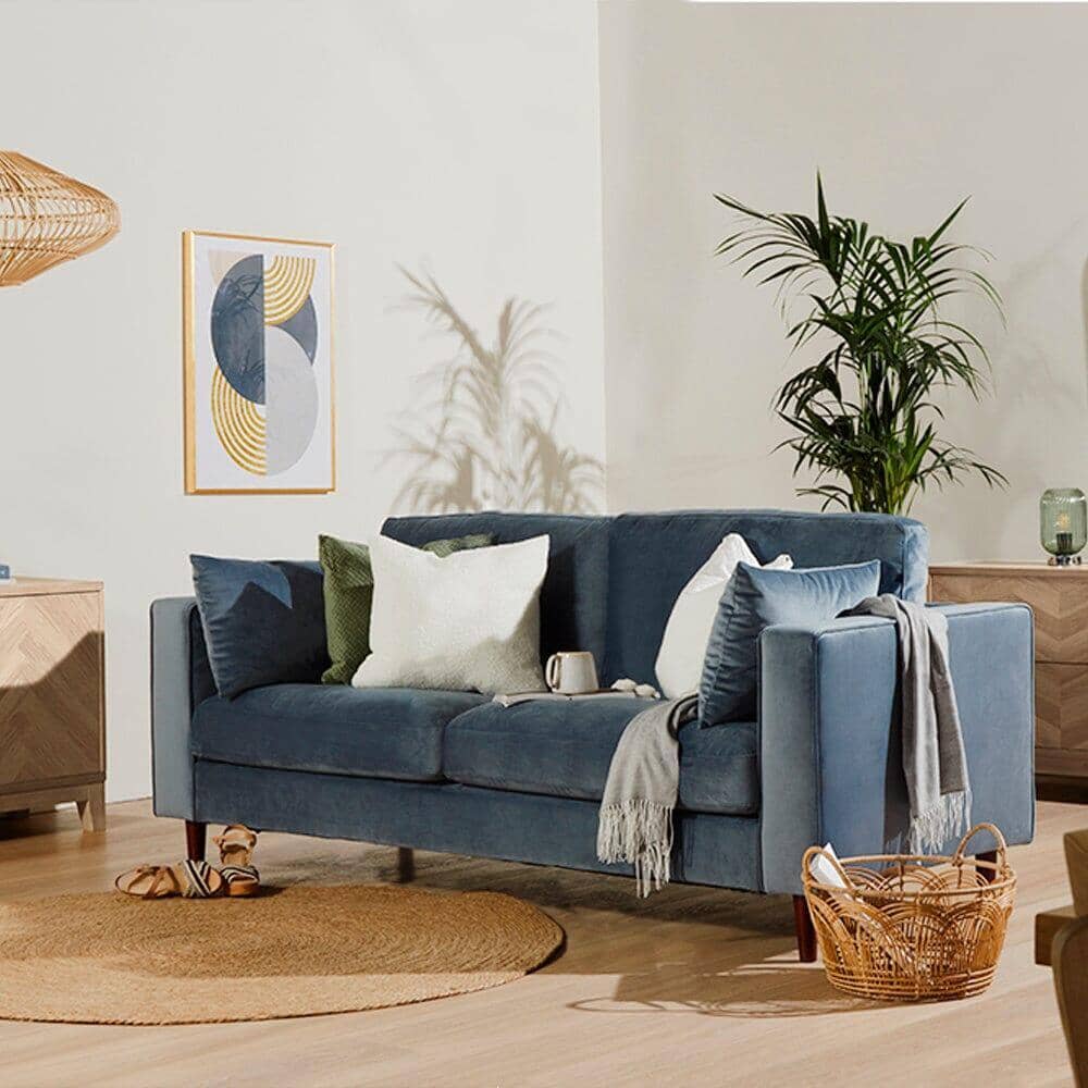 Outlet - Emily 3 Seater Sofa - Blue Velvet