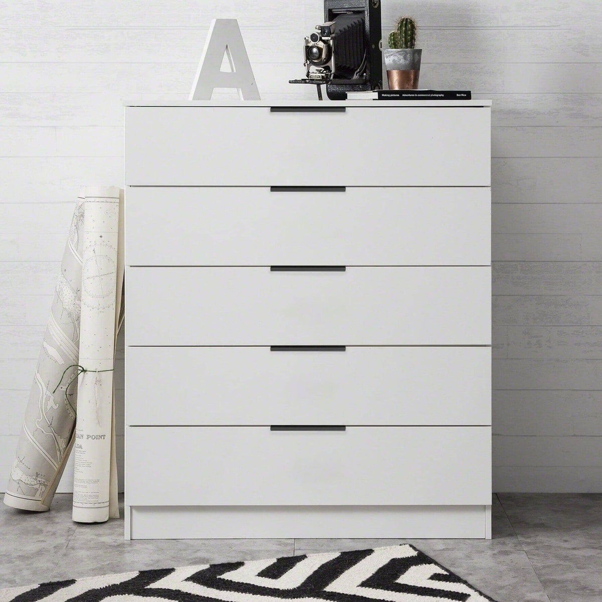 OUTLET - Essie Tall Chest of 5 Drawers - White