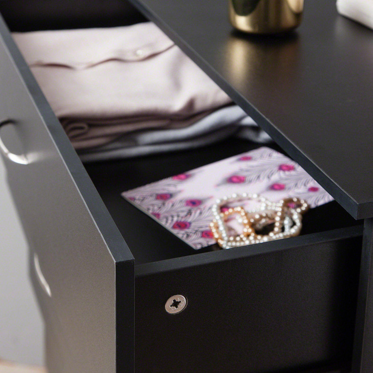 OUTLET - Essie Tall 5 Drawer Chest of Drawers - Black