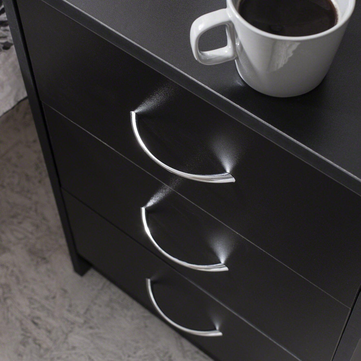OUTLET - Essie 3 Drawer Bedside Table - Black