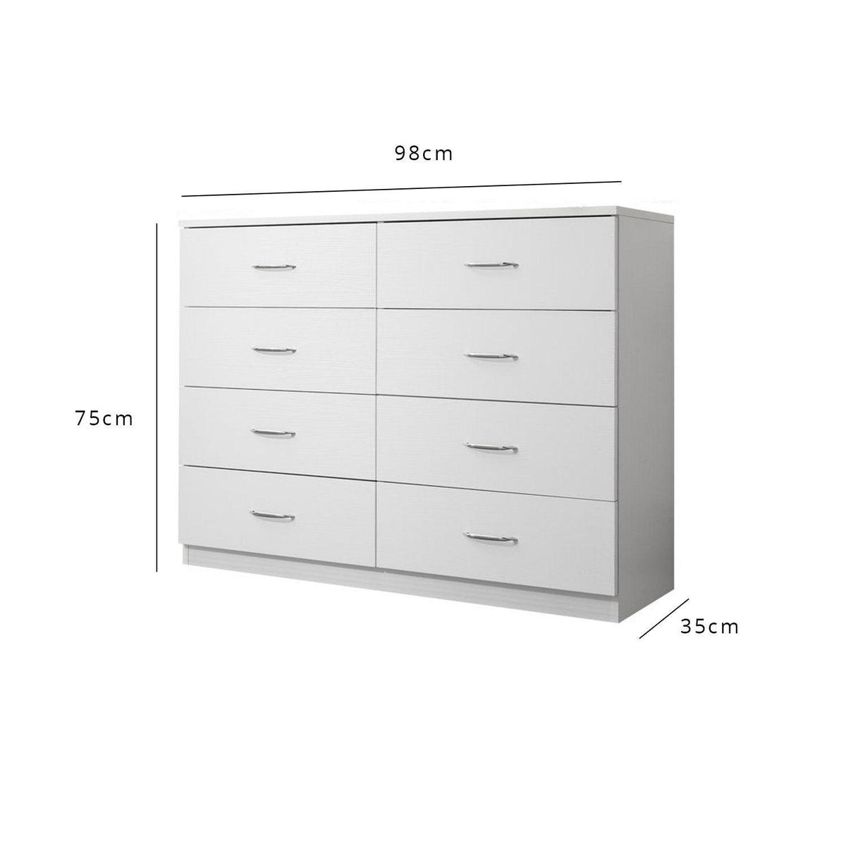 OUTLET - White 8 drawer chest of drawers
