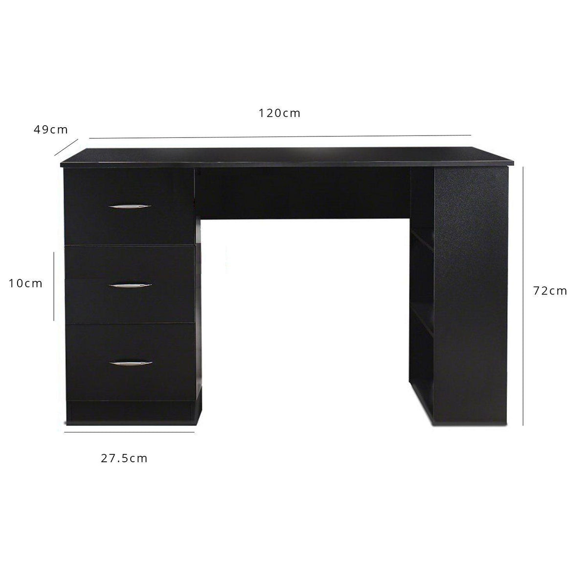 Outlet - Essie 3 Drawer Desk - Black