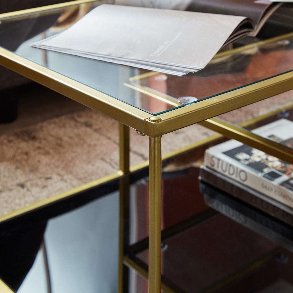 OUTLET - Evelyn Glass Coffee Table - Gold Legs