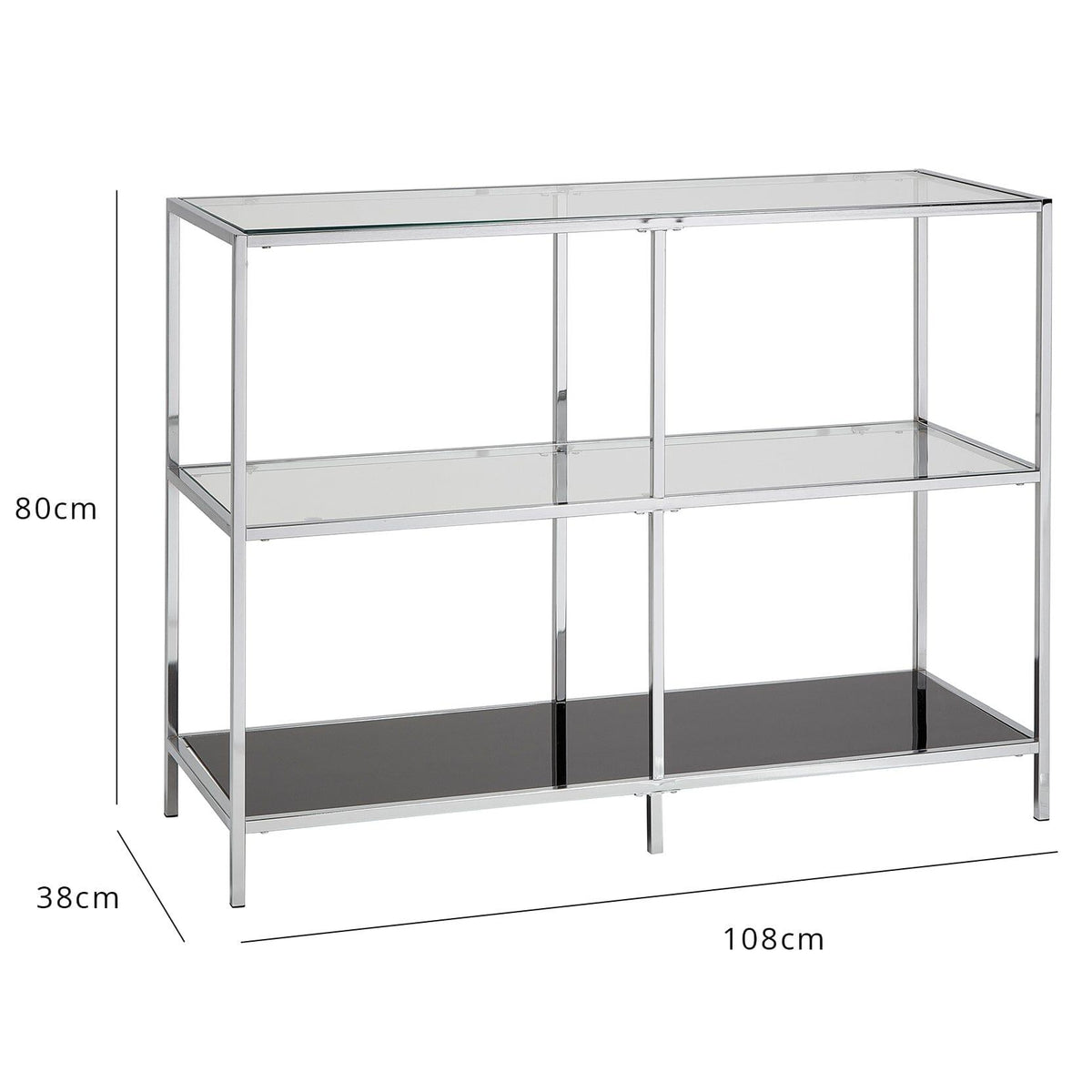 OUTLET - Evelyn Glass Console Table - Chrome Frame