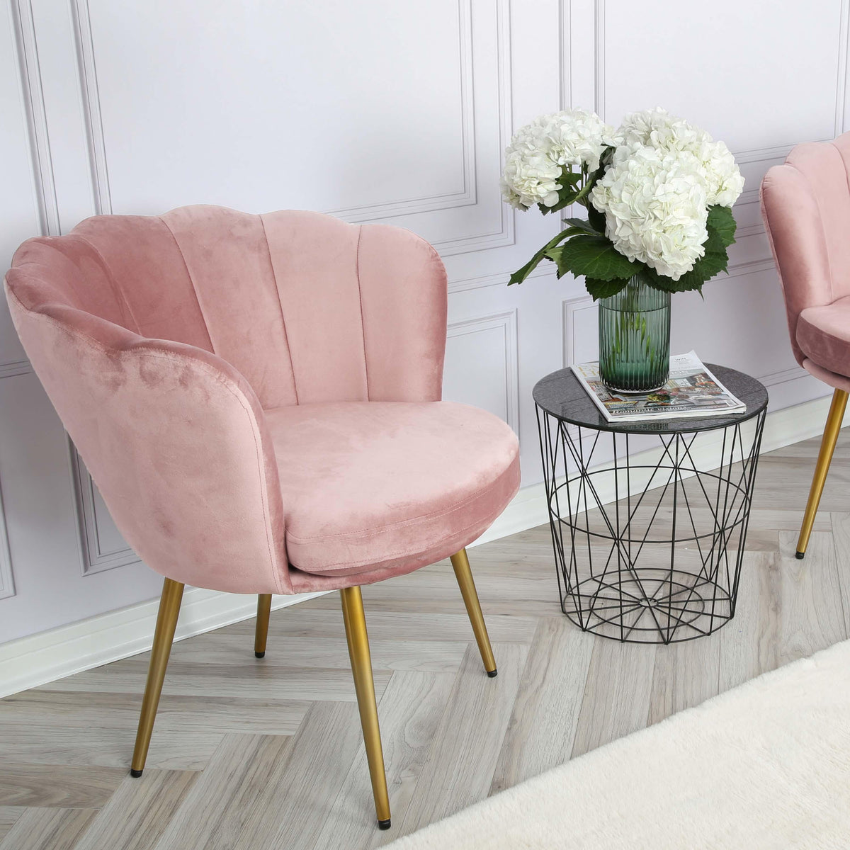 Outlet - Flora Accent Chair - Scalloped - Blush Pink