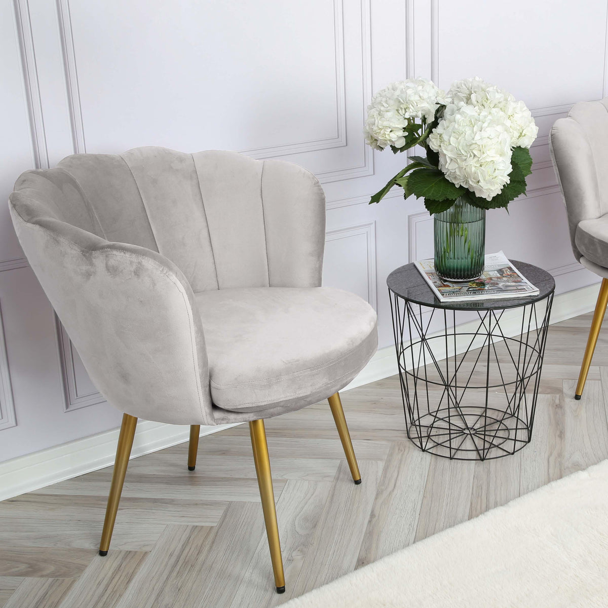 Outlet - Flora Accent Chair - Scalloped - Grey