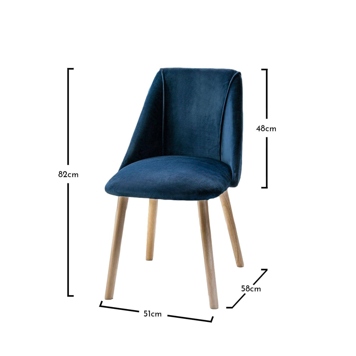 OUTLET - Freya Blue Velvet Dining Chairs - Set of 2 - Whitewash Oak Legs