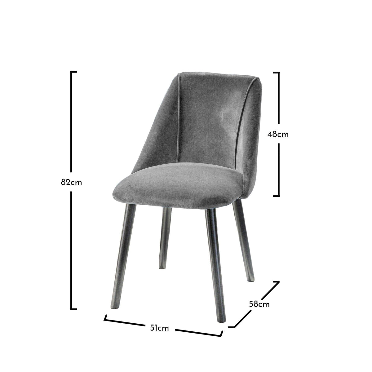 OUTLET - Freya Grey Velvet Dining Chairs - Set of 2 - Black Oak Legs