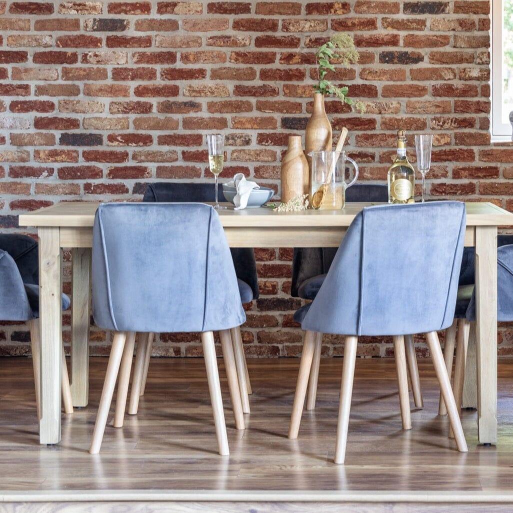 OUTLET - Freya Grey Velvet Dining Chairs - Set of 2 - Whitewash Oak Legs