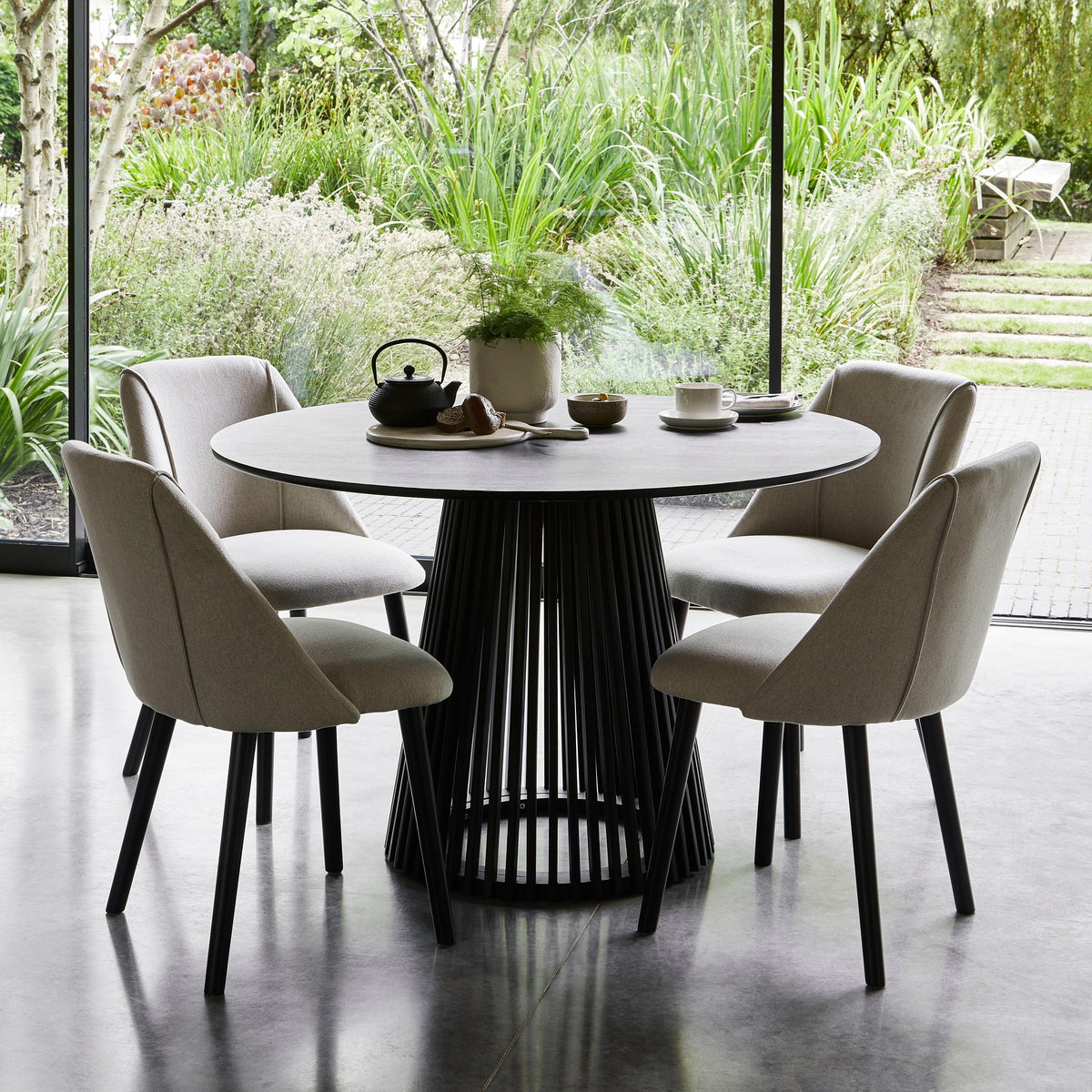 OUTLET - Freya Sand Dining Chairs - Set of 2 - Black Oak Legs