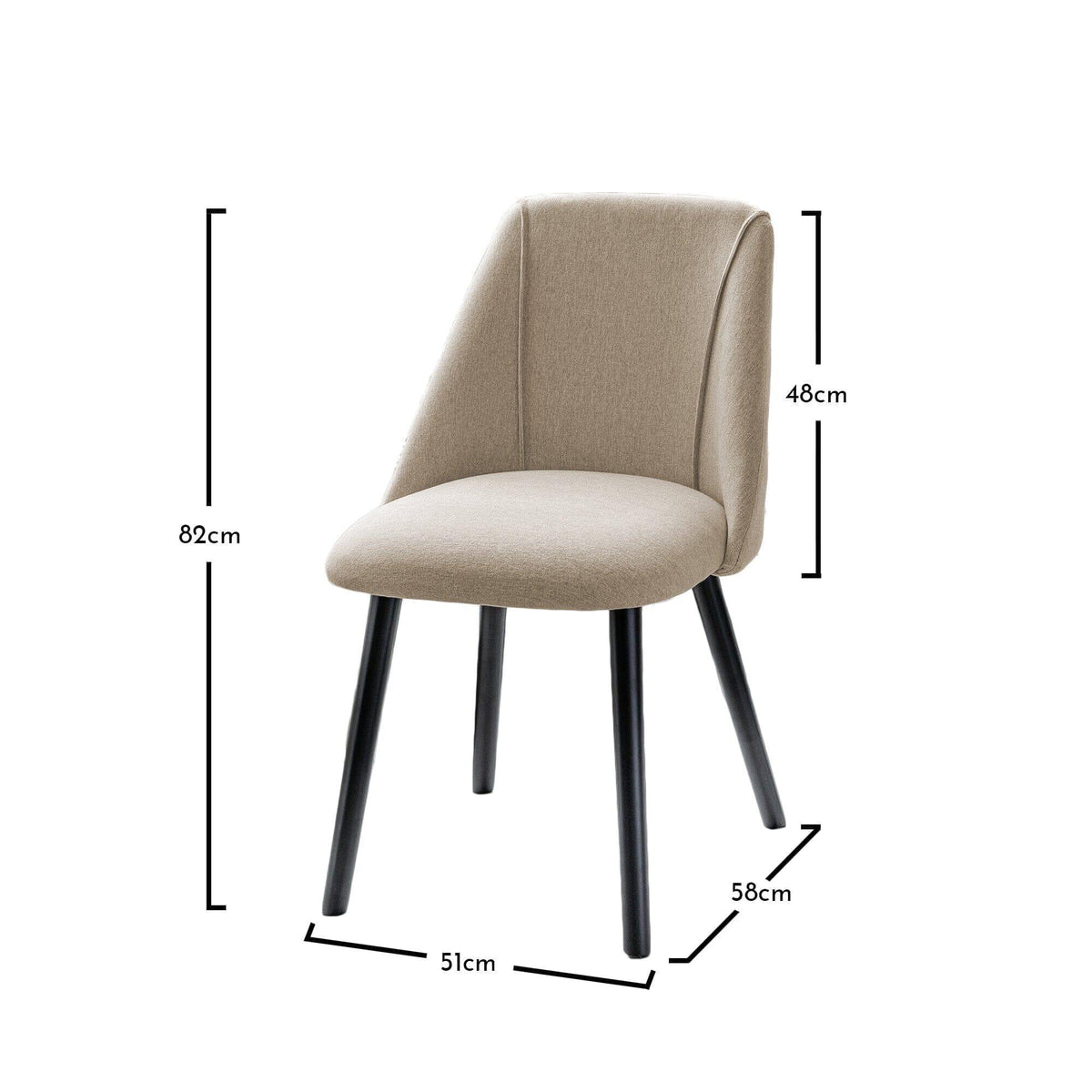 OUTLET - Freya Sand Dining Chairs - Set of 2 - Black Oak Legs