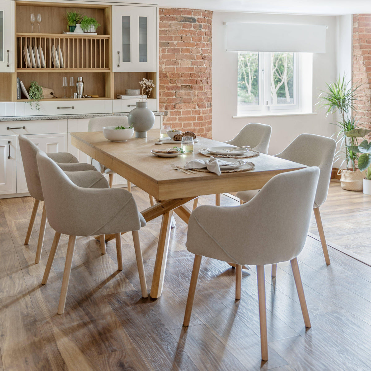 OUTLET - Freya Sand Armchairs - Set of 2 - Whitewash Oak Legs
