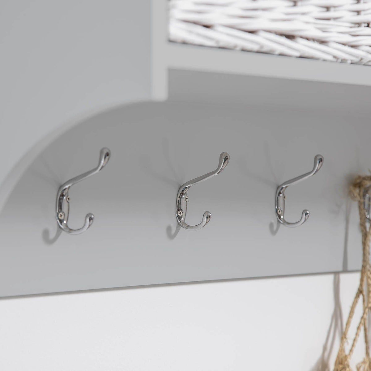 OUTLET - Fyfield Coat Rack with Shelf & Storage Baskets - White