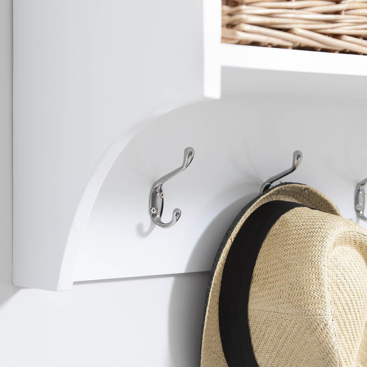 Outlet - Fyfield Coat Rack with Shelf & Storage Baskets - White
