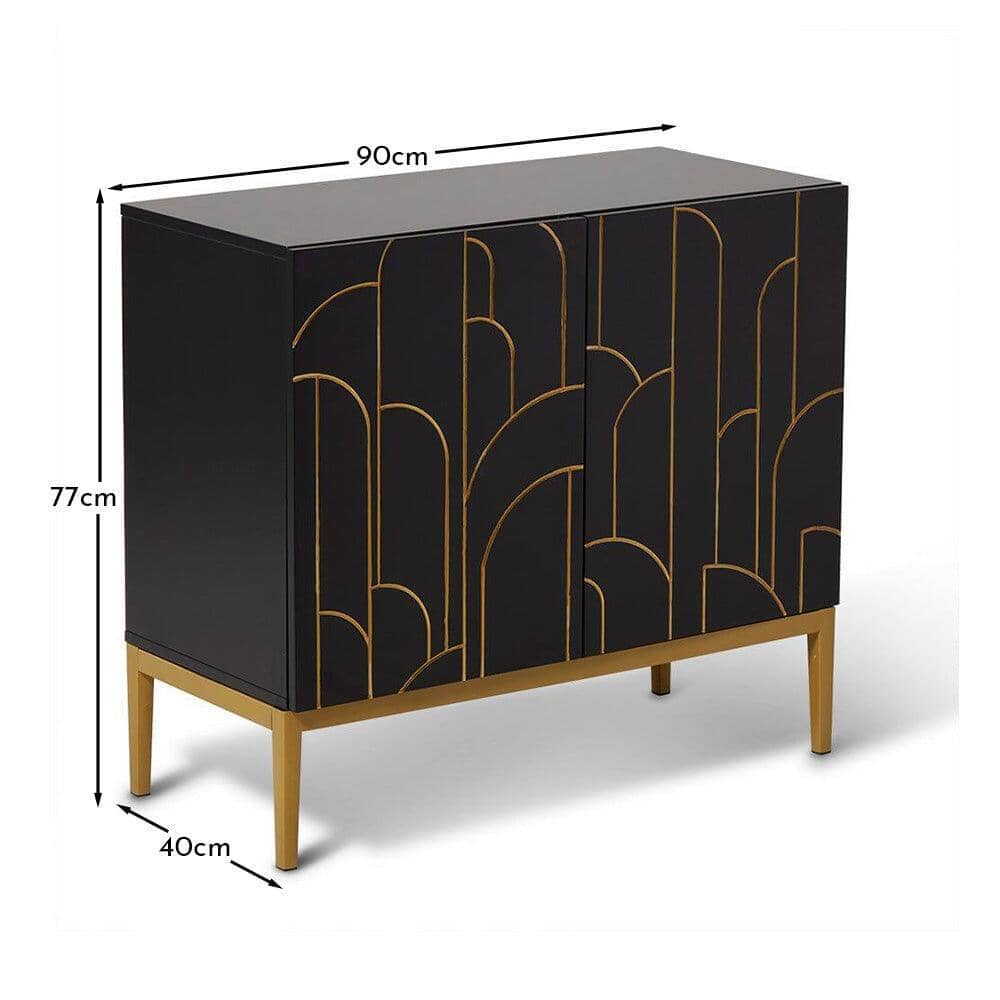 OUTLET - Gatsby 2 Door Small Sideboard - Noir Black