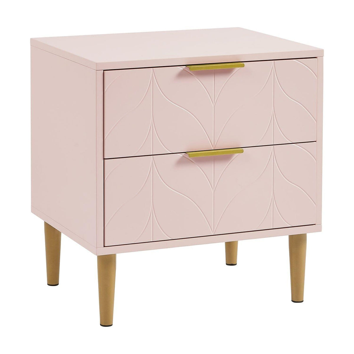 OUTLET - Gloria Bedside Table - Blush Pink & Brass Effect