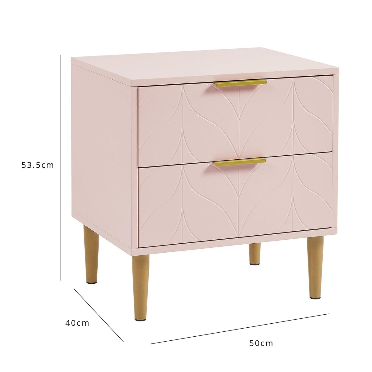 OUTLET - Gloria Bedside Table - Blush Pink & Brass Effect