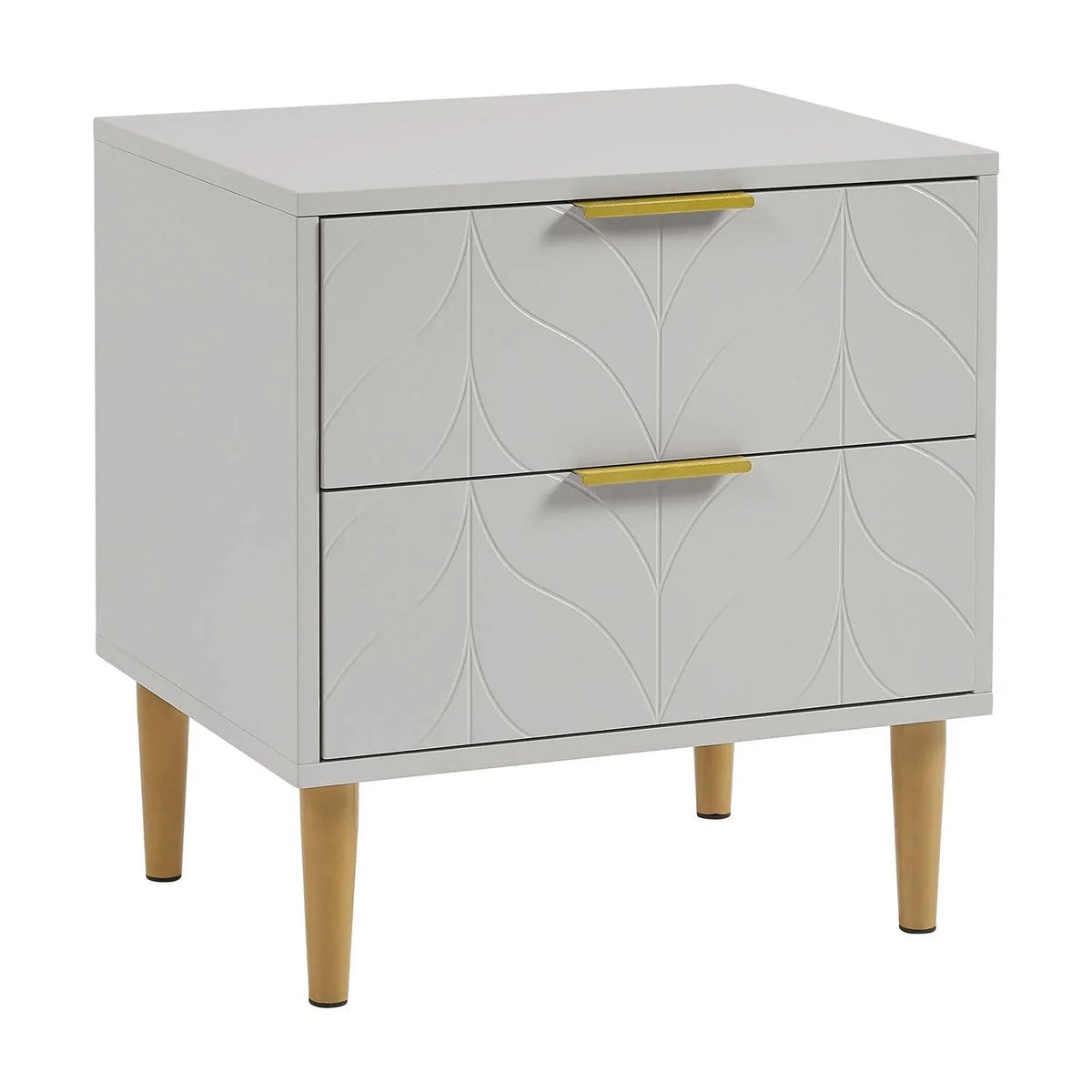 OUTLET - Gloria Bedside Table - Grey & Brass Effect