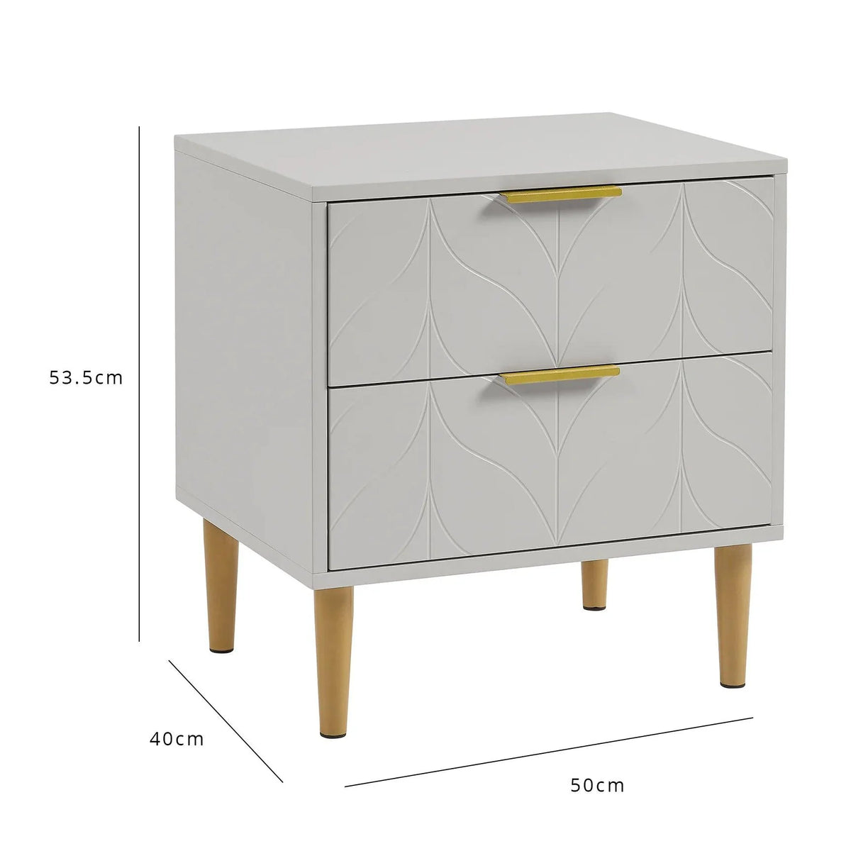 OUTLET - Gloria Bedside Table - Grey & Brass Effect