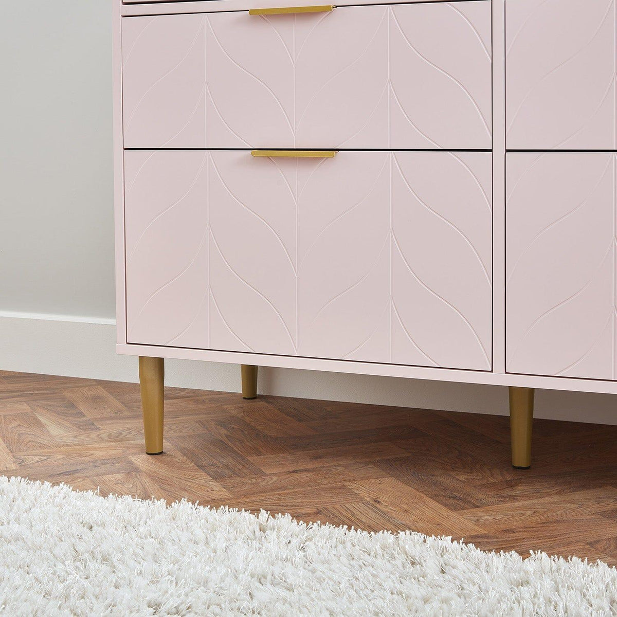 OUTLET - Gloria 112cm 4 over 4 Drawer Chest of Drawers, Blush Pink