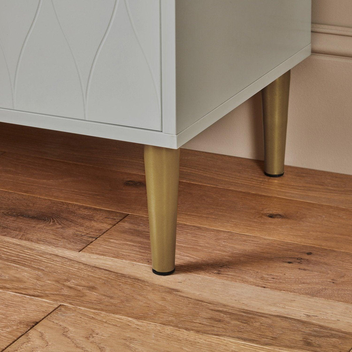 OUTLET - Gloria 2 Door Small Sideboard - Grey & Brass Legs