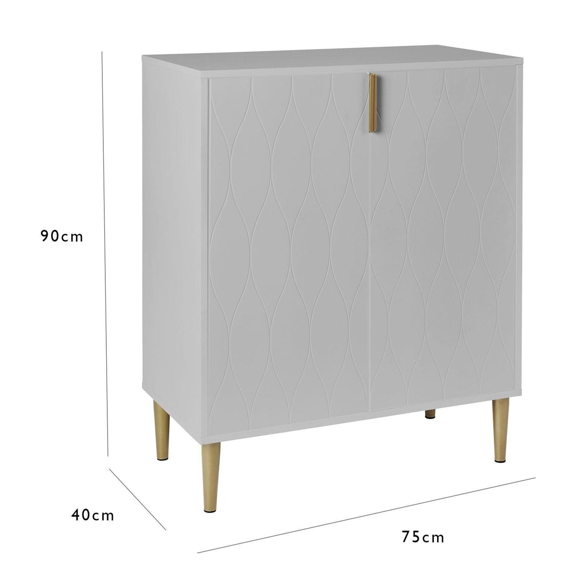 OUTLET - Gloria 2 Door Small Sideboard - Grey & Brass Legs