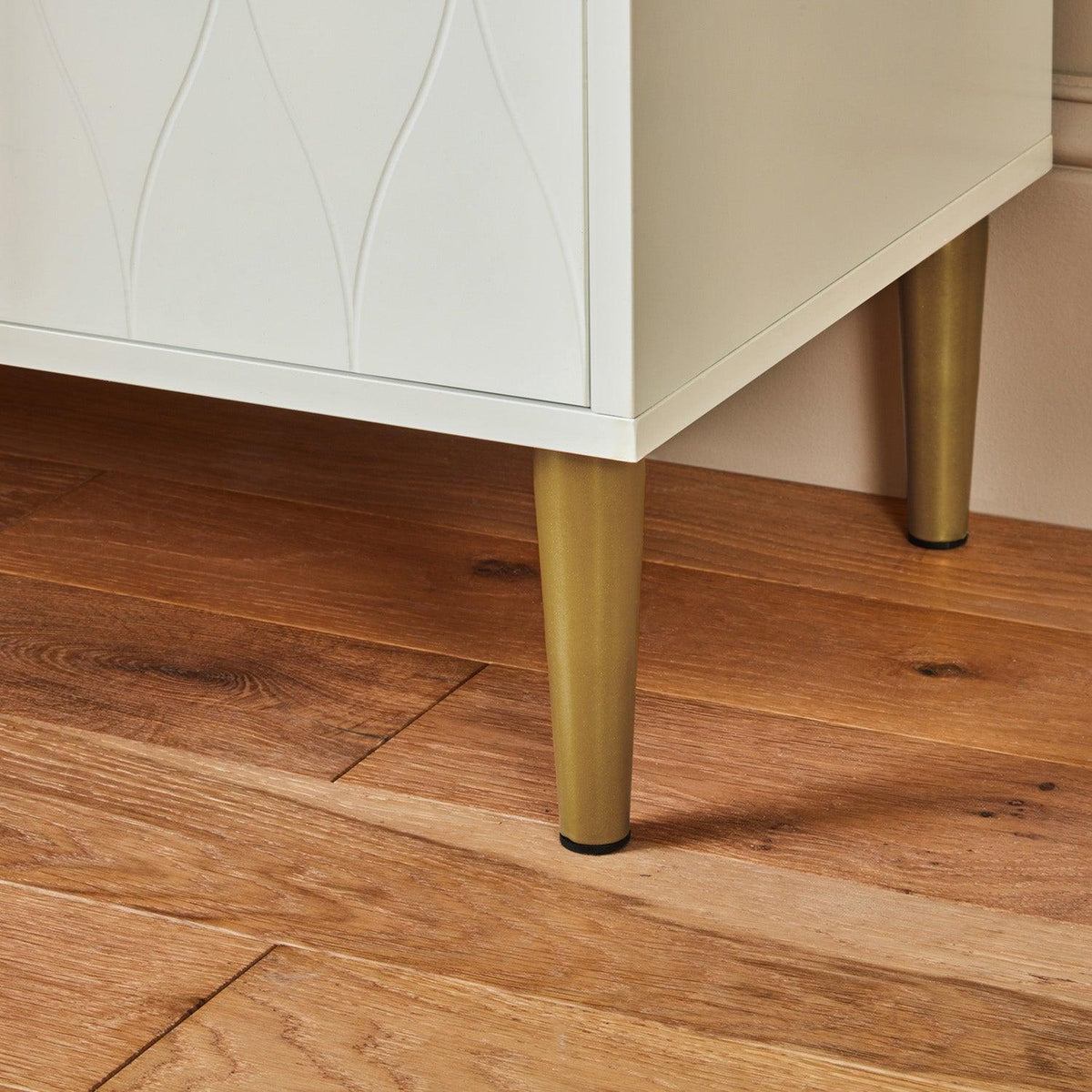 OUTLET - Gloria 2 Door Small Sideboard - White & Brass Legs