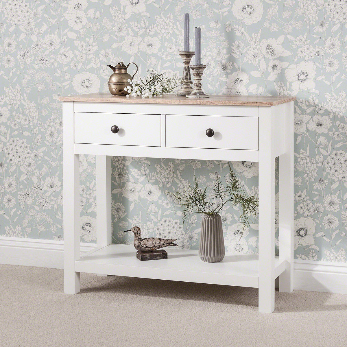 OUTLET - Gwen White 2 Drawer Console Table