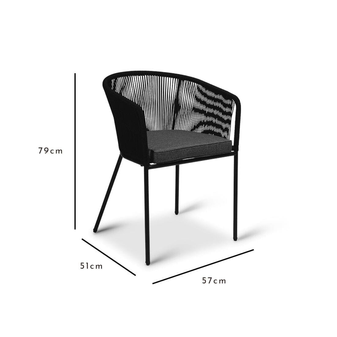 OUTLET - Hali Black Rope Chair with Cushions - Set of 2