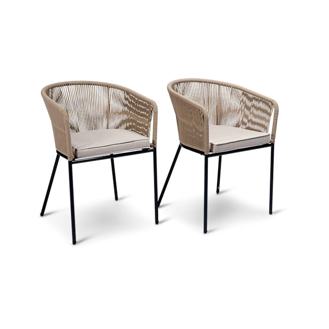 OUTLET - Hali Natural Rope Chair with Cushions - Set of 2