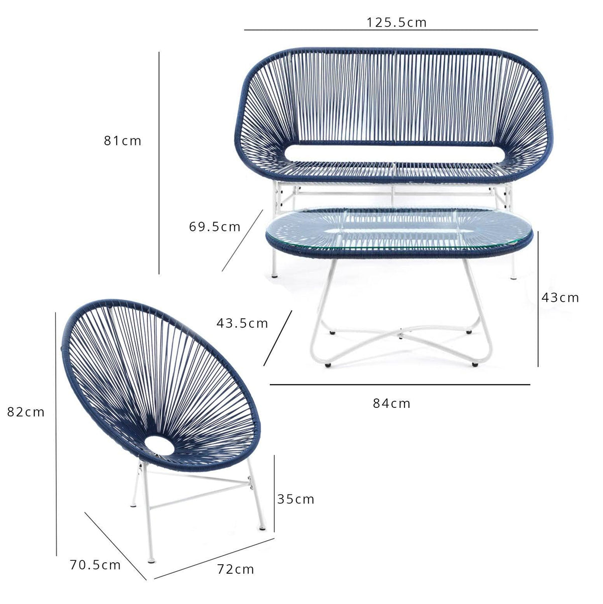 OUTLET - Hebe Garden Sofa Set - Navy