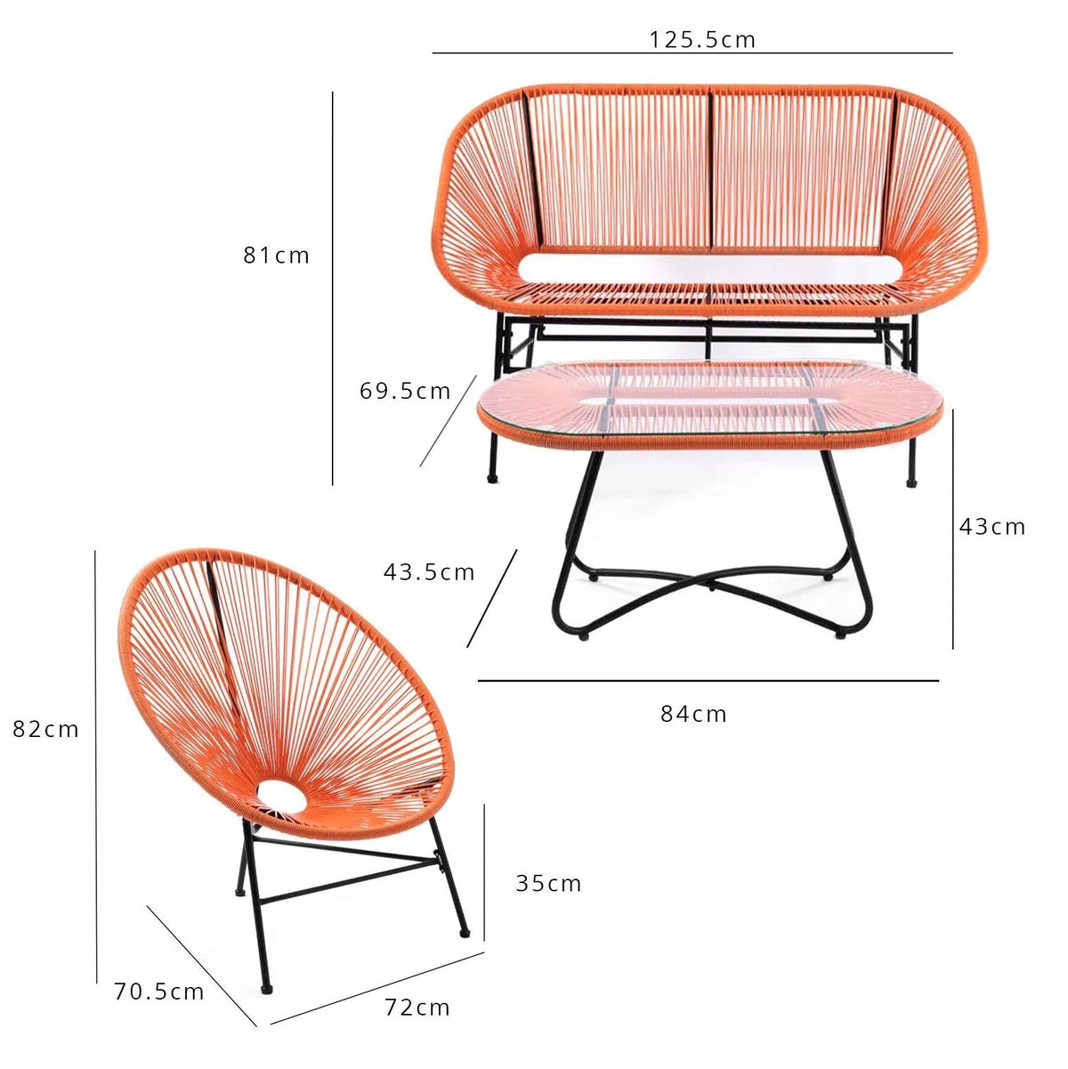 Outlet - Hebe Garden Sofa Set - Orange