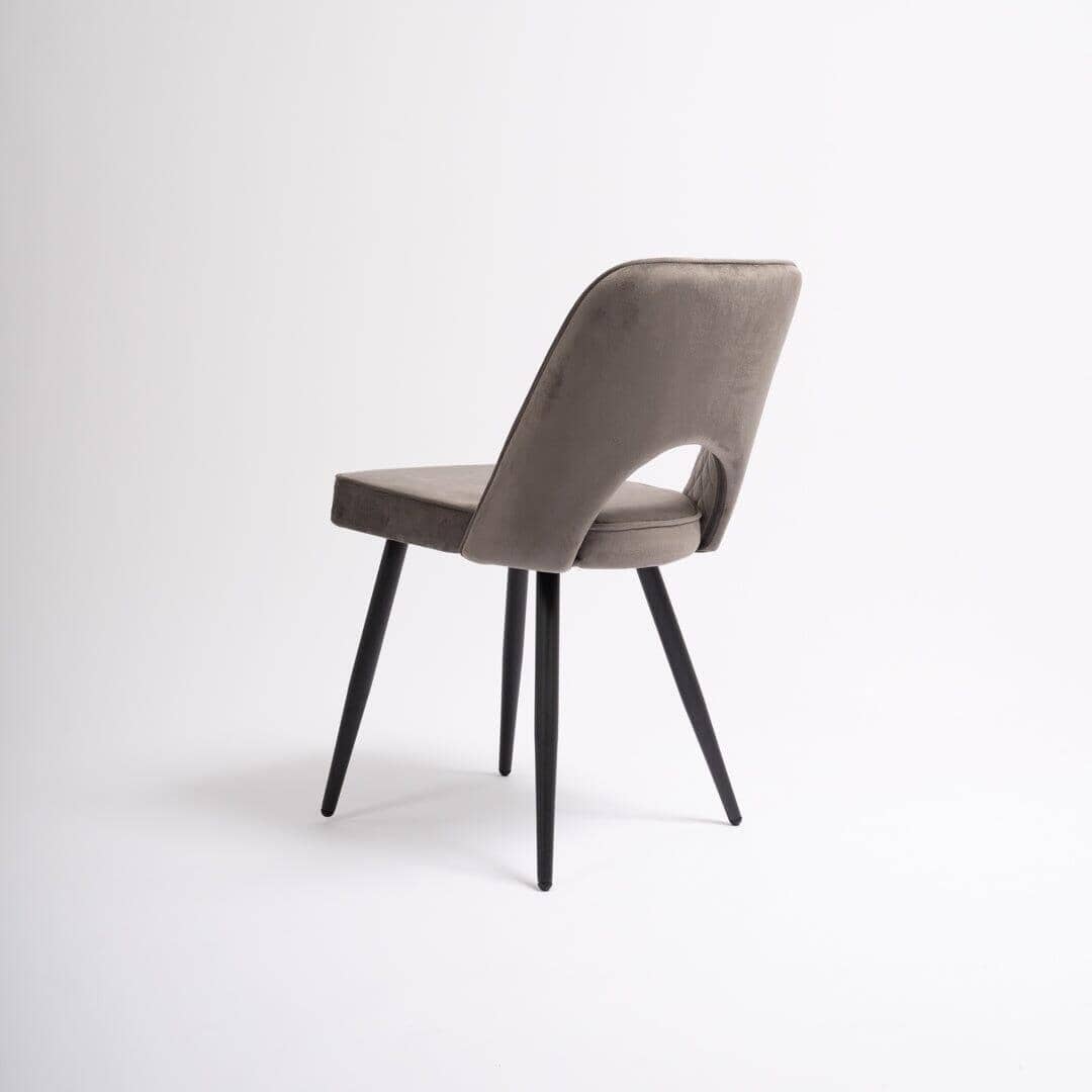OUTLET - Hope Dark Grey Dining Chair - Set of 2 - Black Legs