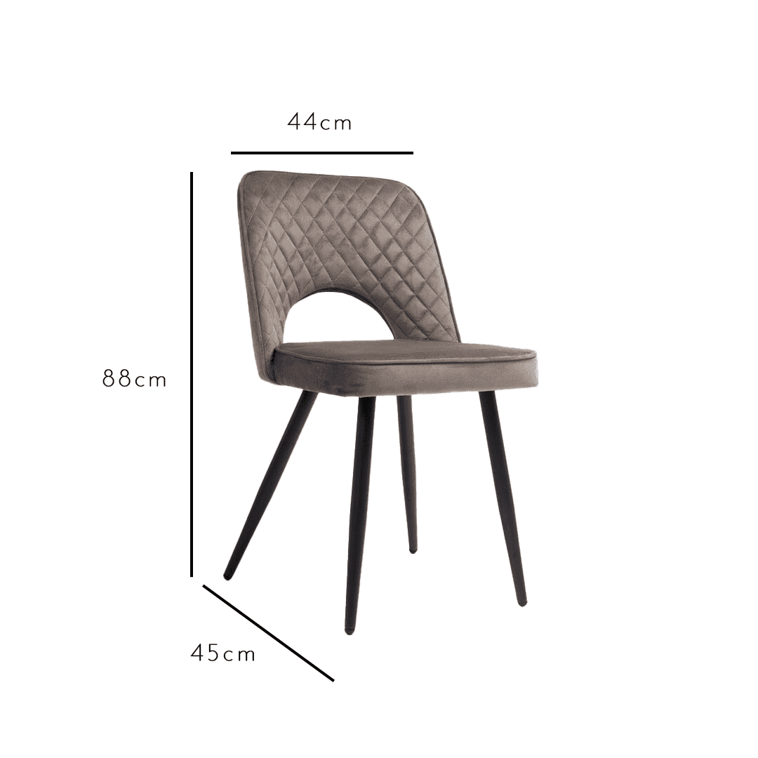 OUTLET - Hope Dark Grey Dining Chair - Set of 2 - Black Legs